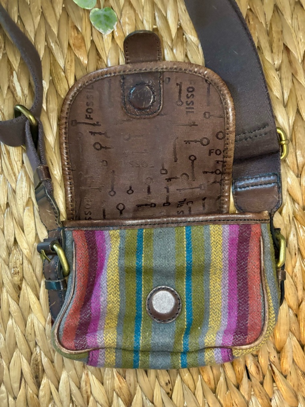Fossil Striped Multicolor Crossbody Bag with Leather Trim - Picture 9 of 12
